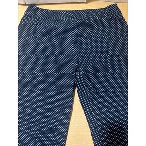 Jessica Riley Navy Blue White Polka Dot Cropped Pants Trousers Womens XL